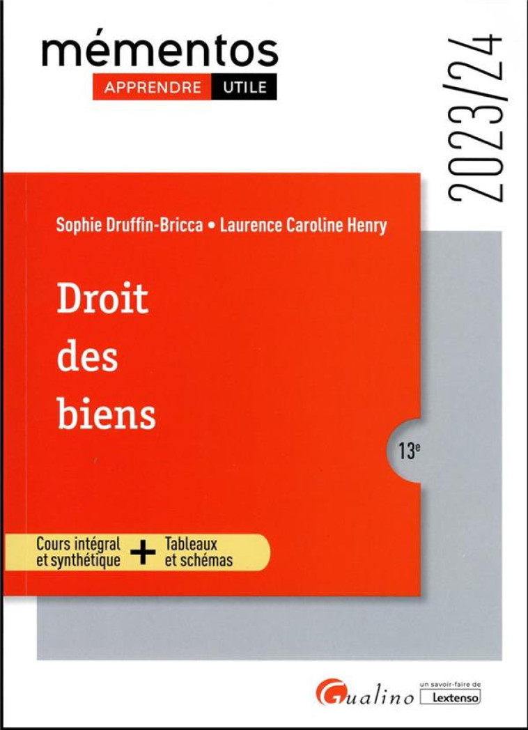 DROIT DES BIENS : PROPRIETE INDIVIDUELLE  -  PROPRIETE COLLECTIVE  -  PROPRIETE DEMEMBREE (EDITION 2023/2024) - DRUFFIN-BRICCA/HENRY - GUALINO