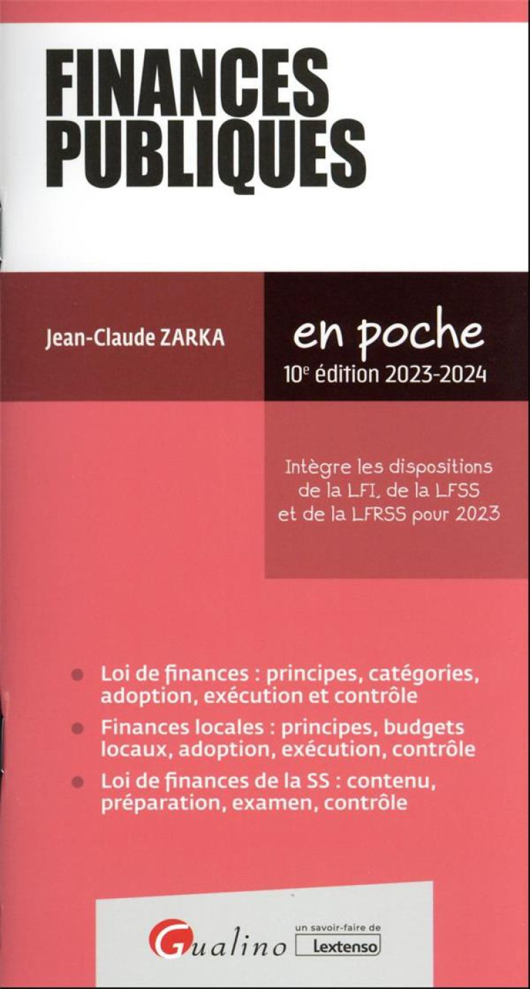 FINANCES PUBLIQUES (EDITION 2023/2024) - ZARKA JEAN-CLAUDE - GUALINO