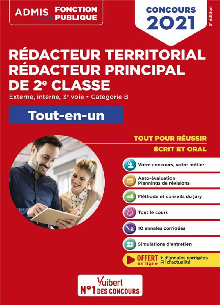 CONCOURS REDACTEUR TERRITORIAL ET REDACTEUR PRINCIPAL 2E CLASSE  -  CATEGORIE B (EDITION 2021) - BELLEGO OLIVIER - VUIBERT