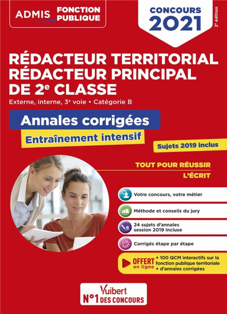 CONCOURS REDACTEUR TERRITORIAL ET REDACTEUR PRINCIPAL 2E CLASSE - CATEGORIE B (EDITION 2021) - BELLEGO OLIVIER - VUIBERT