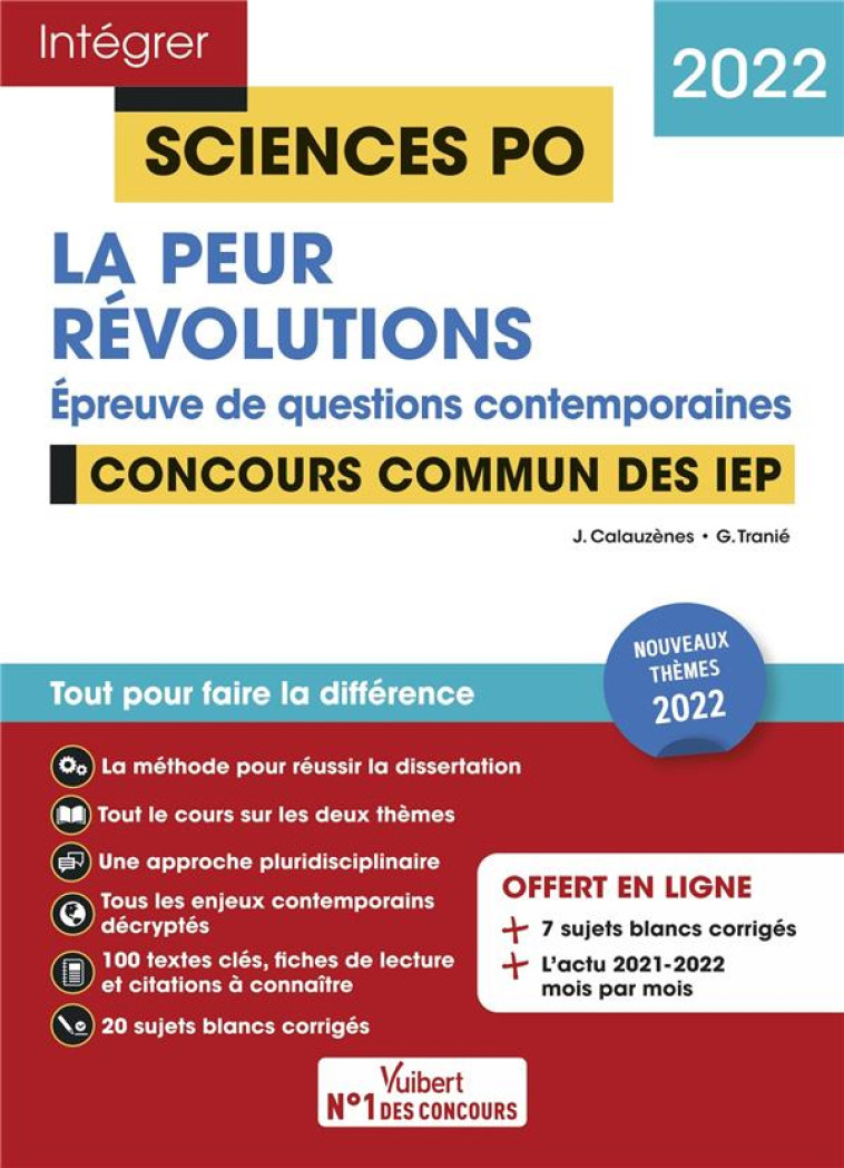 INTEGRER SCIENCES PO : QUESTIONS CONTEMPORAINES  -  THEMES 2022  -  TOUT POUR REUSSIR  -  CONCOURS COMMUN IEP - CALAUZENES/TRANIE - VUIBERT