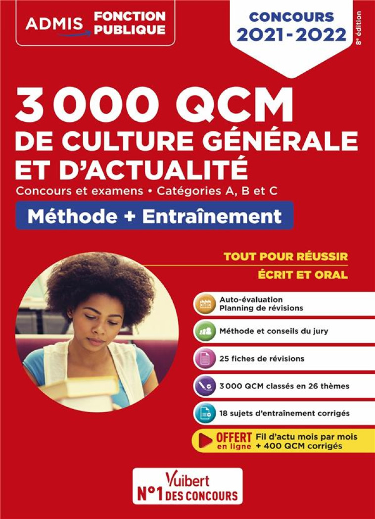 3000 QCM DE CULTURE GENERALE ET D'ACTUALITE  -  METHODE ET ENTRAINEMENT -CATEGORIES A, B ET C - CONCOU (EDITION 2021/2022) - HOFFERT/LAVERGNE - VUIBERT