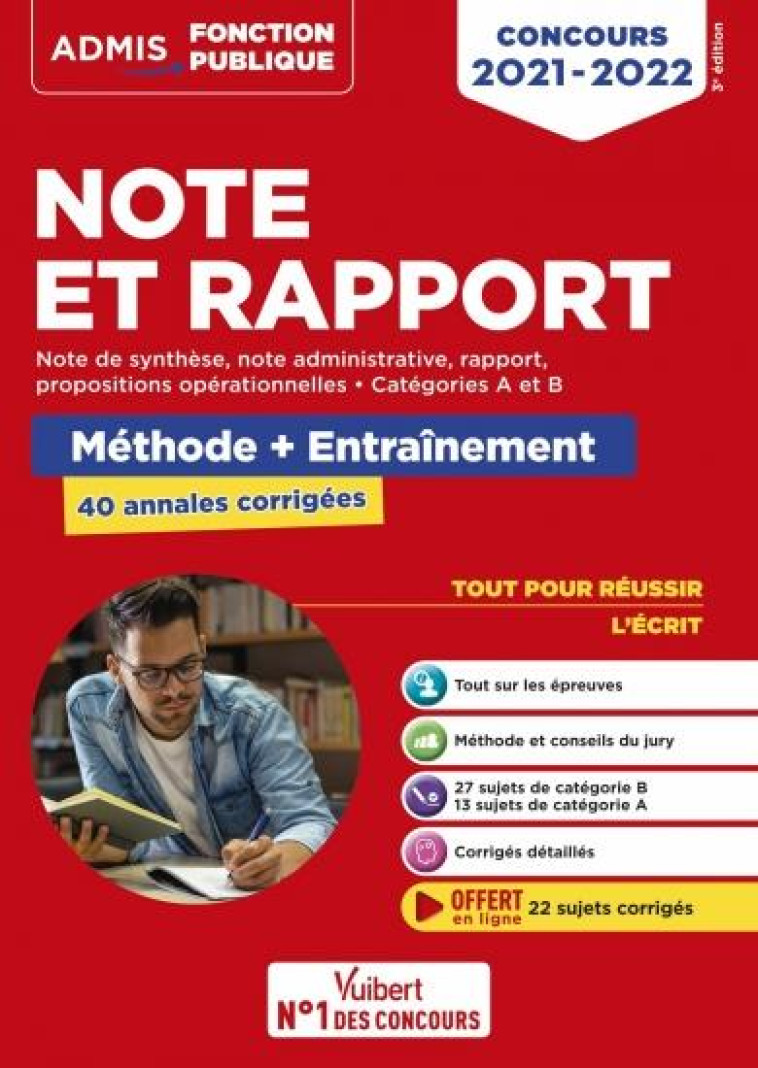 NOTE ET RAPPORT  -  METHODE ET ENTRAINEMENT INTENSIF - 40 ANNALES CORRIGEES - CATEGORIES A ET B (EDITION 2021/2022) - GENINASCA/BELLEGO - VUIBERT