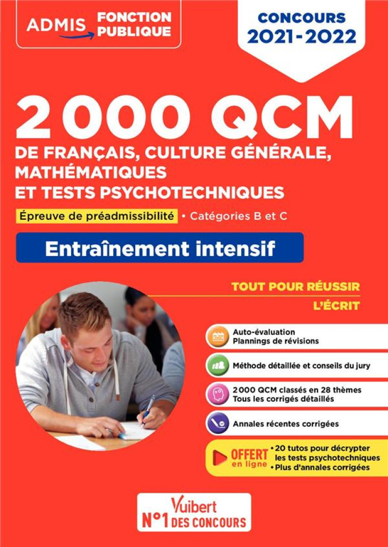 2000 QCM DE FRANCAIS, CULTURE GENERALE, MATHEMATIQUES ET TESTS PSYCHOTECHNIQUES  -  EPREUVE DE PREADMISSIBILITE - DREVET/DUMAS - VUIBERT