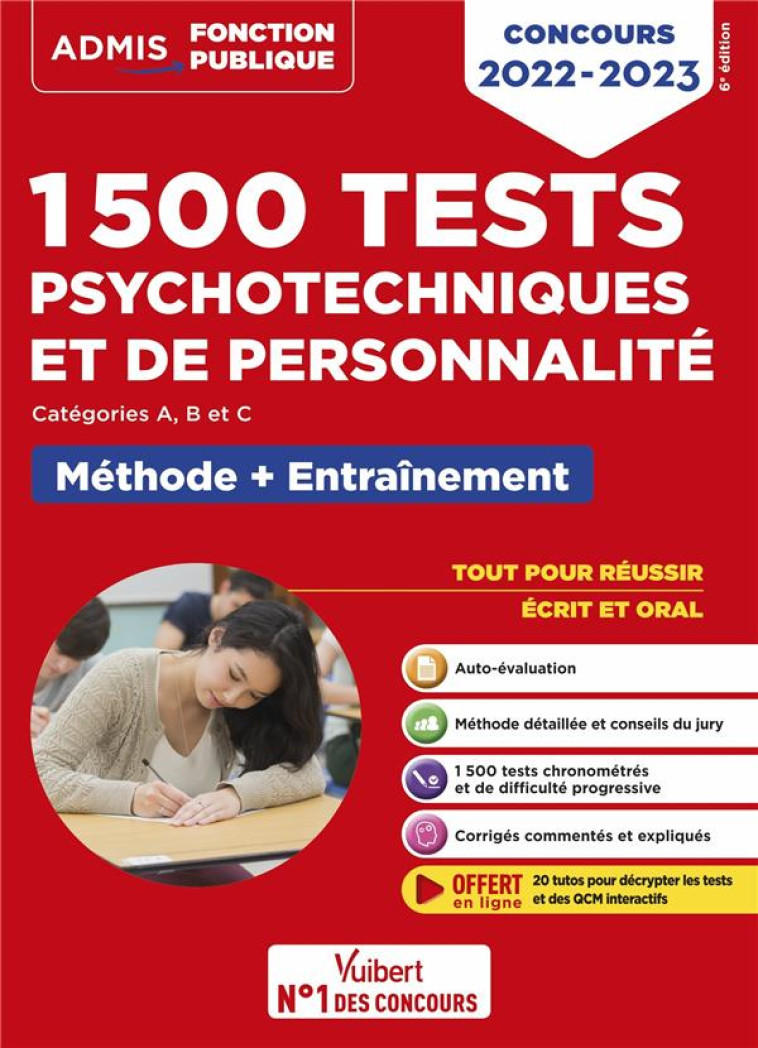 1500 TESTS PSYCHOTECHNIQUES ET DE PERSONNALITE : METHODE ET ENTRAINEMENT INTENSIF  -  CONCOURS (EDITION 2022/2023) - BENOIST/DESCHAMPS - VUIBERT