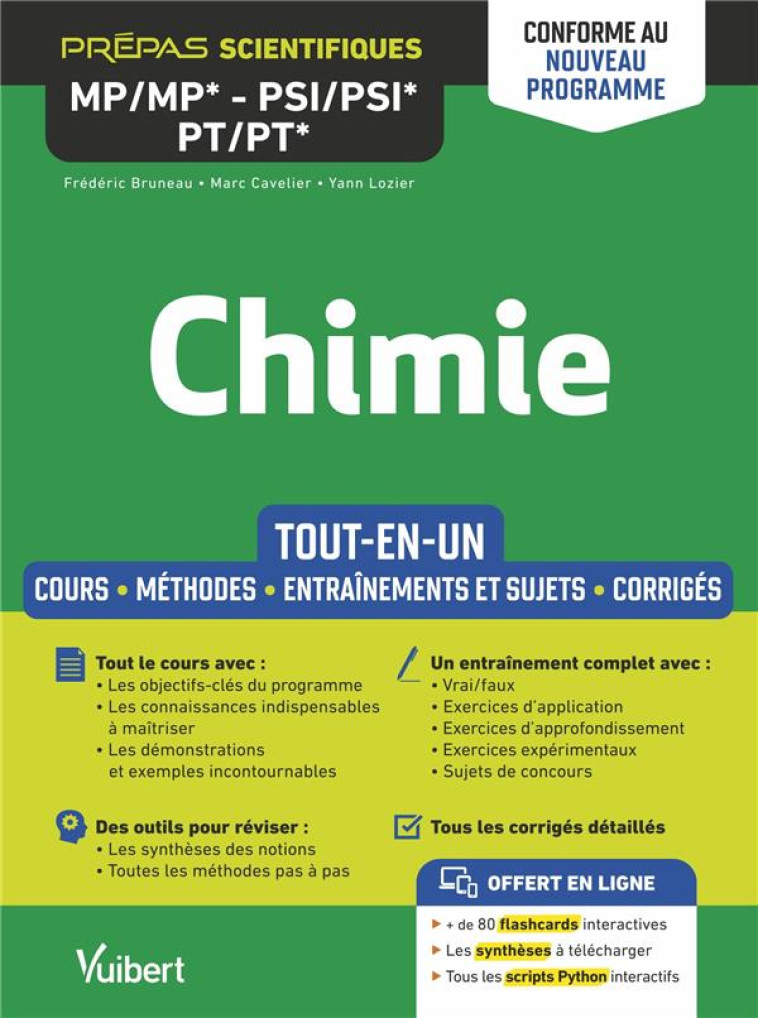 CHIMIE MP/MP* PSI/PSI*  PT/PT* : TOUT-EN-UN  -  CONFORME A LA NOUVELLE REFORME 2021 - COURS - SYNTHESE - CAVELIER/LOZIER - VUIBERT