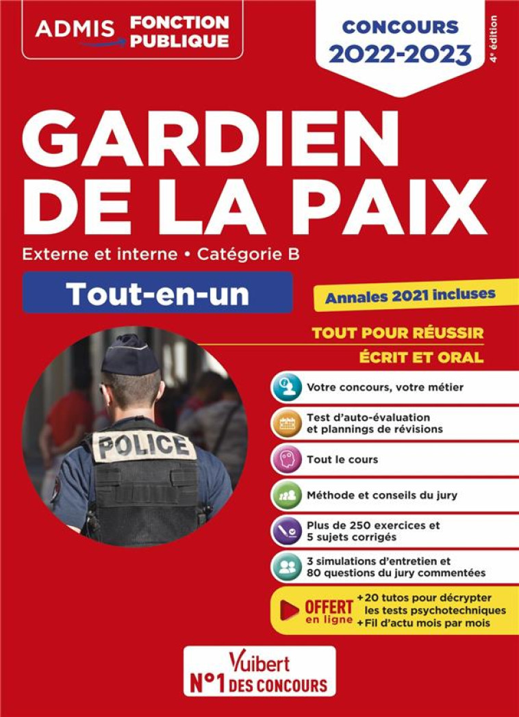 CONCOURS GARDIEN DE LA PAIX - CATEGORIE B - TOUT-EN-UN - 20 TUTOS OFFERTS - CONCOURS EXTERNE ET INTE - LAVEDAN FRANCOIS - VUIBERT