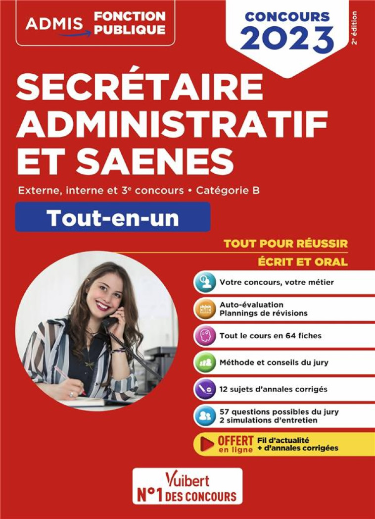 CONCOURS SECRETAIRE ADMINISTRATIF ET SAENES - CATEGORIE B - TOUT-EN-UN - EXTERNE, INTERNE ET 3E VOIE - DOUCET/GOFFE/GUIMET - VUIBERT