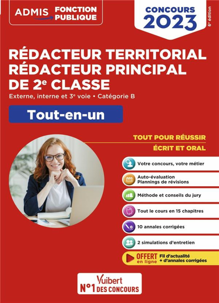 CONCOURS REDACTEUR TERRITORIAL ET REDACTEUR PRINCIPAL DE 2E CLASSE - CATEGORIE B - TOUT-EN-UN - EXTE (EDITION 2023) - BELLEGO OLIVIER - VUIBERT