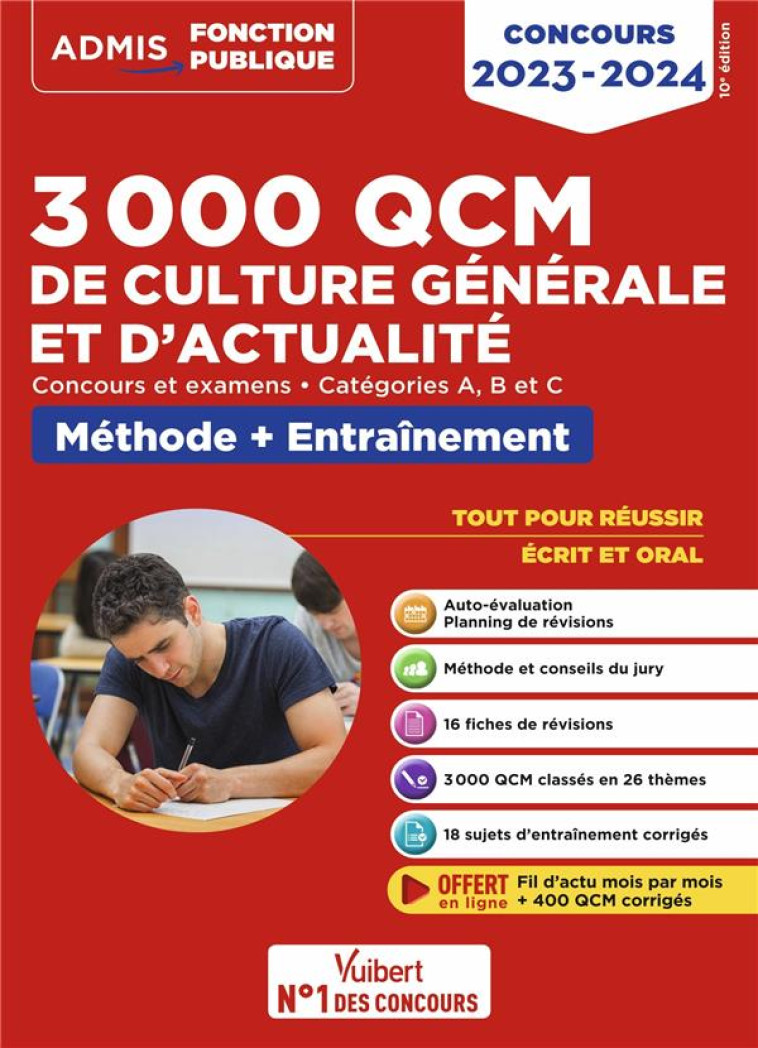 3000 QCM DE CULTURE GENERALE ET D'ACTUALITE : METHODE ET ENTRAINEMENT  -  CATEGORIES A, B ET C (EDITION 2023/2024) - HOFFERT/LAVERGNE - VUIBERT