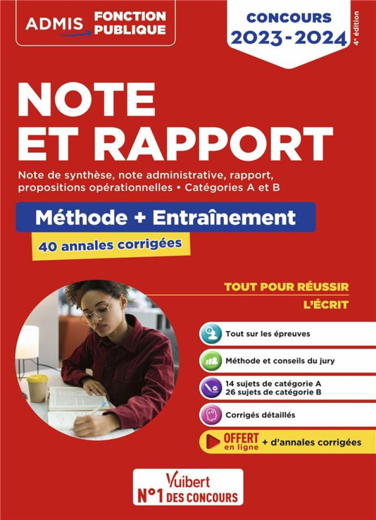 NOTE ET RAPPORT : METHODE ET ENTRAINEMENT INTENSIF  -  40 ANNALES CORRIGEES  -  CATEGORIES A ET B (EDITION 2023/2024) - GENINASCA/BELLEGO - VUIBERT