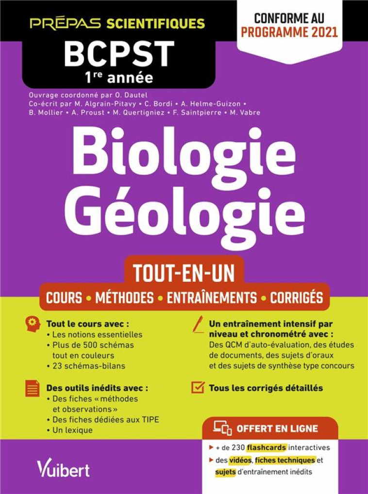 BIOLOGIE-GEOLOGIE BCPST 1RE ANNEE - CONFORME AU NOUVEAU PROGRAMME 2021 - COURS - SCHEMA-BILAN - METH - BORDI/SAINTPIERRE - VUIBERT