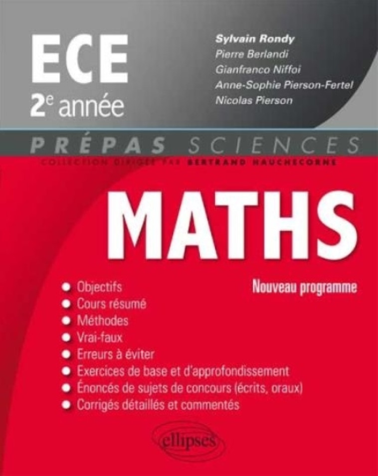 MATHEMATIQUES ECE 2E ANNEE - NOUVEAU PROGRAMME 2014 - RONDY/PIERRE/NICOLAS - Ellipses