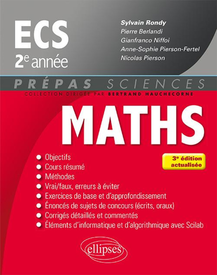 PREPAS SCIENCES  -  MATHEMATIQUES  -  ECS, 2E ANNEE (3E EDITION) - BERLANDI/NIFFOI - ELLIPSES MARKET