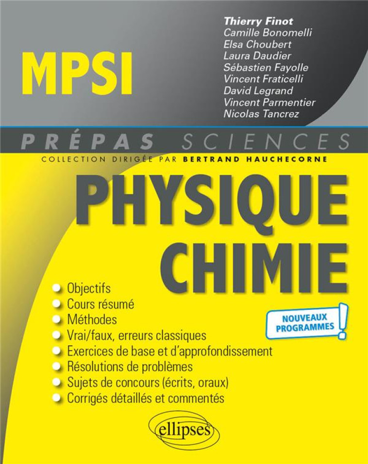 PHYSIQUE-CHIMIE  -  MPSI  -  NOUVEAUX PROGRAMMES - FINOT/CHOUBERT - ELLIPSES MARKET