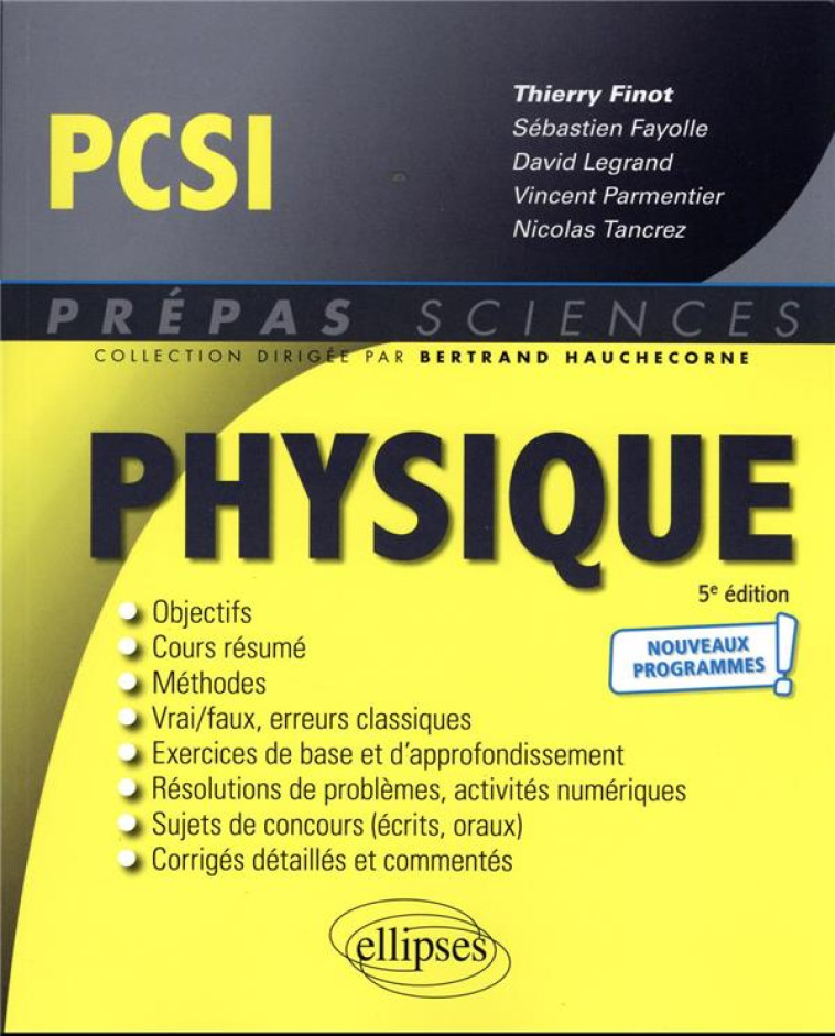 PHYSIQUE  -  PCSI  -  NOUVEAUX PROGRAMMES - FINOT/FAYOLLE - ELLIPSES MARKET