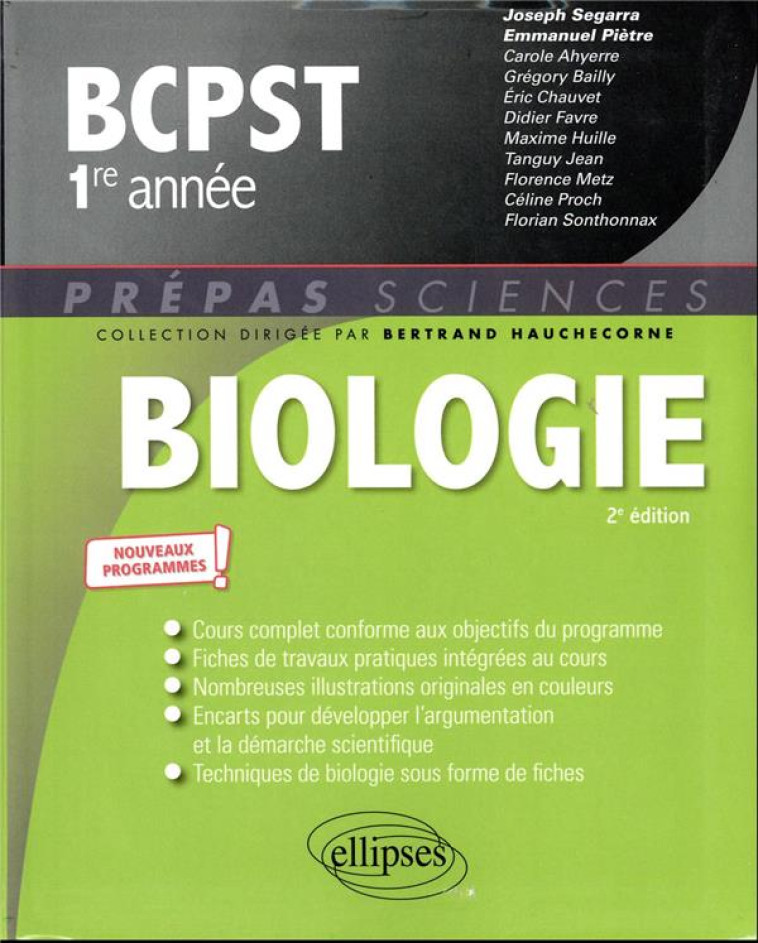 BIOLOGIE BCPST 1RE ANNEE  -  NOUVEAUX PROGRAMMES - SEGARRA/AHYERRE/JEAN - ELLIPSES MARKET