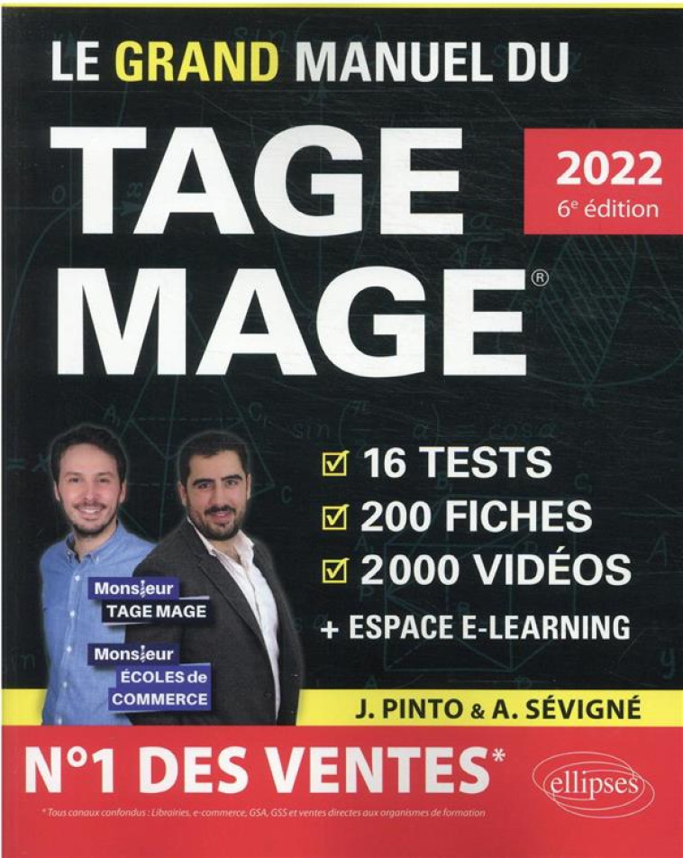 LE GRAND MANUEL DU TAGE MAGE  :  16 TESTS BLANCS + 200 FICHES DE COURS + 2000 VIDEOS (EDITION 2022) - PINTO/SEVIGNE - ELLIPSES MARKET