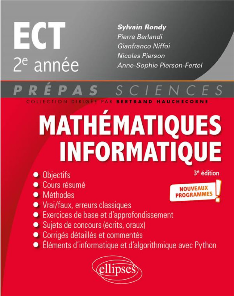 MATHEMATIQUES - INFORMATIQUE : PREPAS ECT 2E ANNEE  -  PROGRAMME 2022 - RONDY/BERLANDI - ELLIPSES MARKET