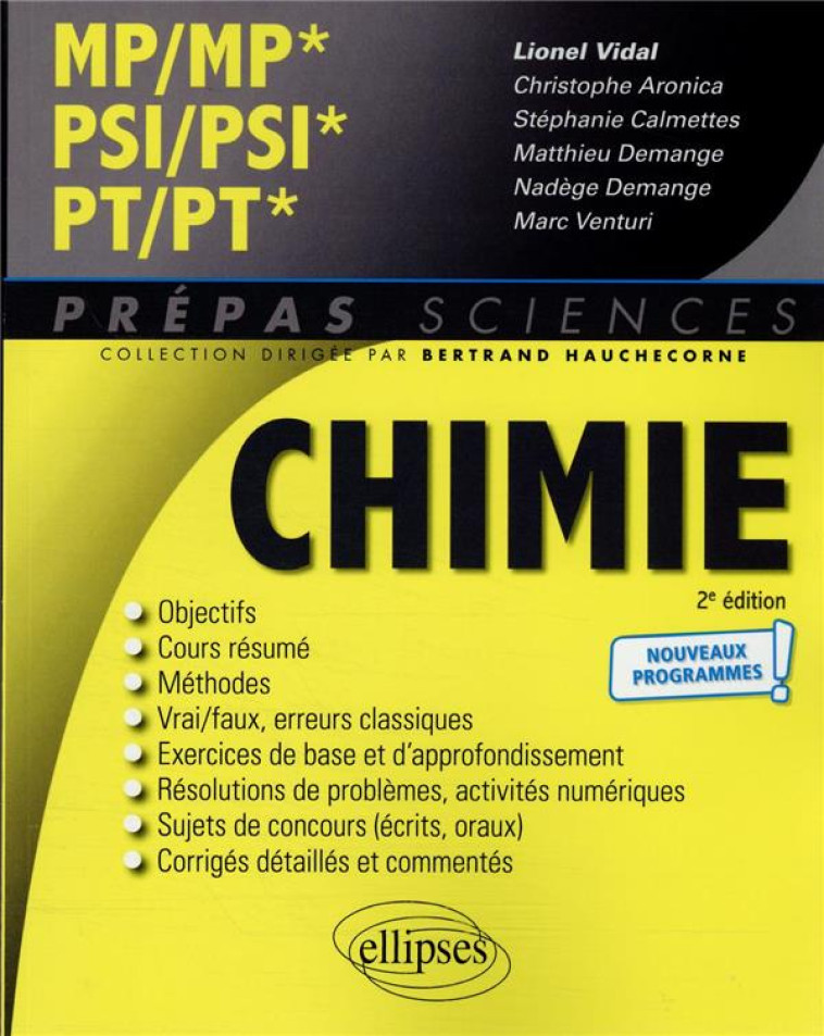 CHIMIE : MP/MP* PSI/PSI* PT/PT* -  PROGRAMME 2022 - VIDAL/ARONICA - ELLIPSES MARKET