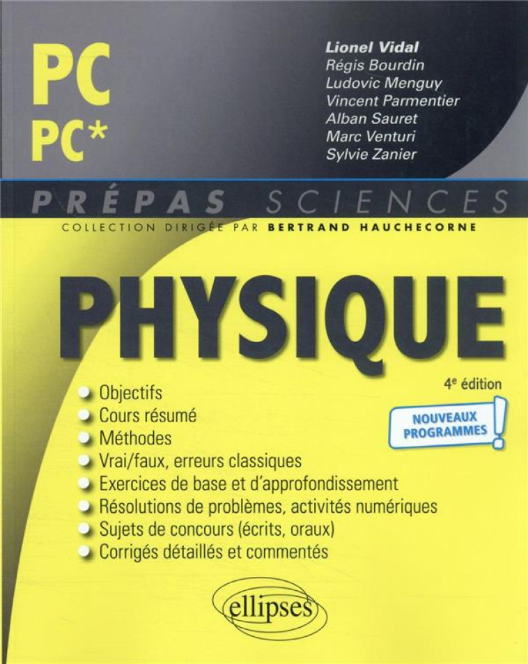 PHYSIQUE : PC/PC*  -  PROGRAMME 2022 - VIDAL/BOURDIN/MENGUY - ELLIPSES MARKET