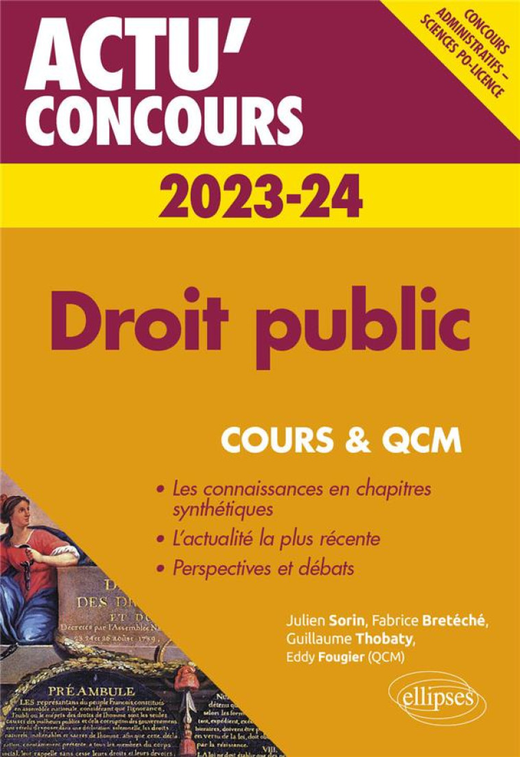 ACTU' CONCOURS : DROIT PUBLIC : COURS ET QCM (EDITION 2023/2024) - BRETECHE/FOUGIER - ELLIPSES MARKET