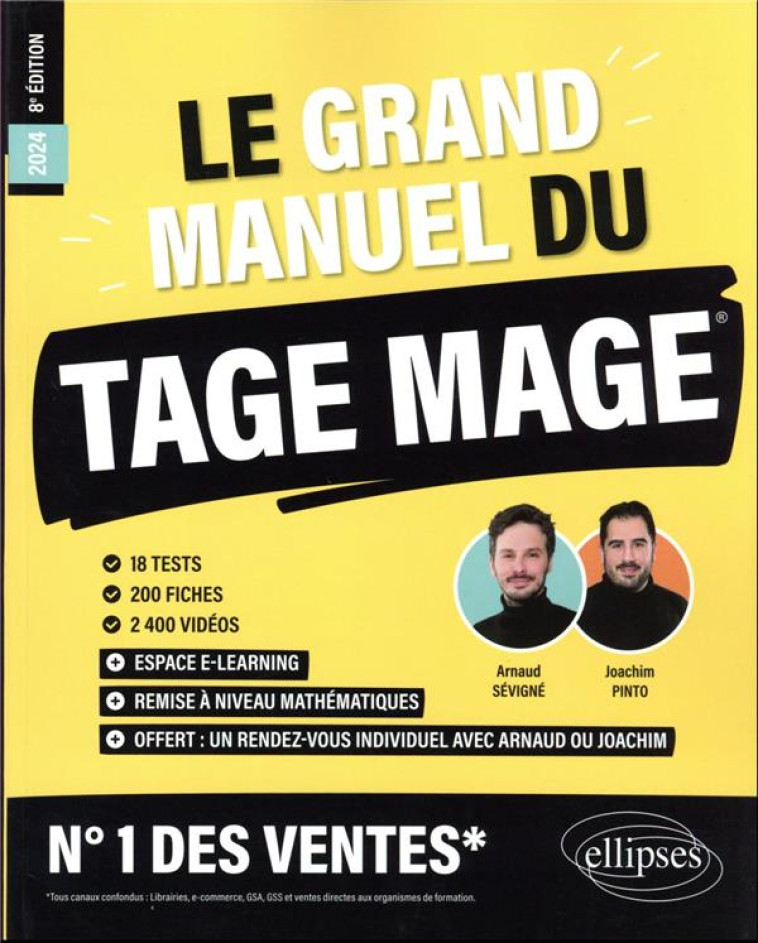 LE GRAND MANUEL DU TAGE MAGE  N 1 DES VENTES - 18 TESTS BLANCS + 200 FICHES DE COURS + 2000 VIDEOS - PINTO/SEVIGNE - ELLIPSES MARKET