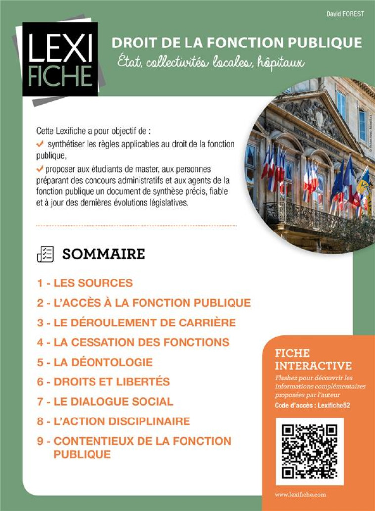 DROIT DE LA FONCTION PUBLIQUE  -  ETAT, COLLECTIVITES LOCALES, HOPITAUX - FOREST DAVID - ENRICK