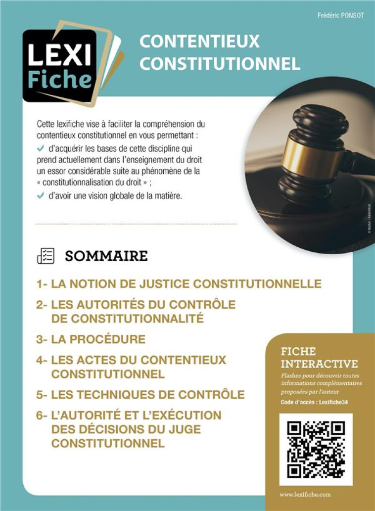 CONTENTIEUX CONSTITUTIONNEL - PONSOT FREDERIC - ENRICK