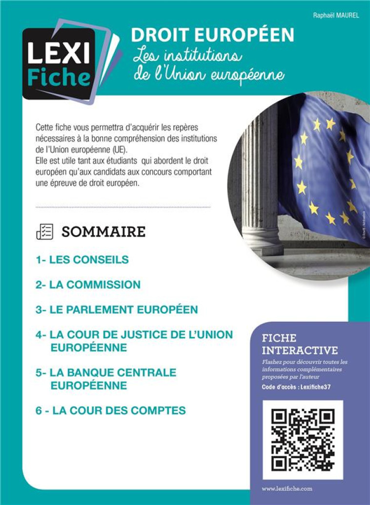 DROIT EUROPEEN : LES INSTITUTIONS DE L'UNION EUROPEENNE - MAUREL RAPHAEL - ENRICK