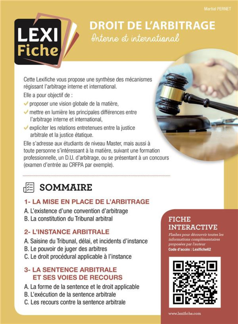 DROIT DE L'ARBITRAGE COMMERCIAL - PERNET MARTIAL - ENRICK