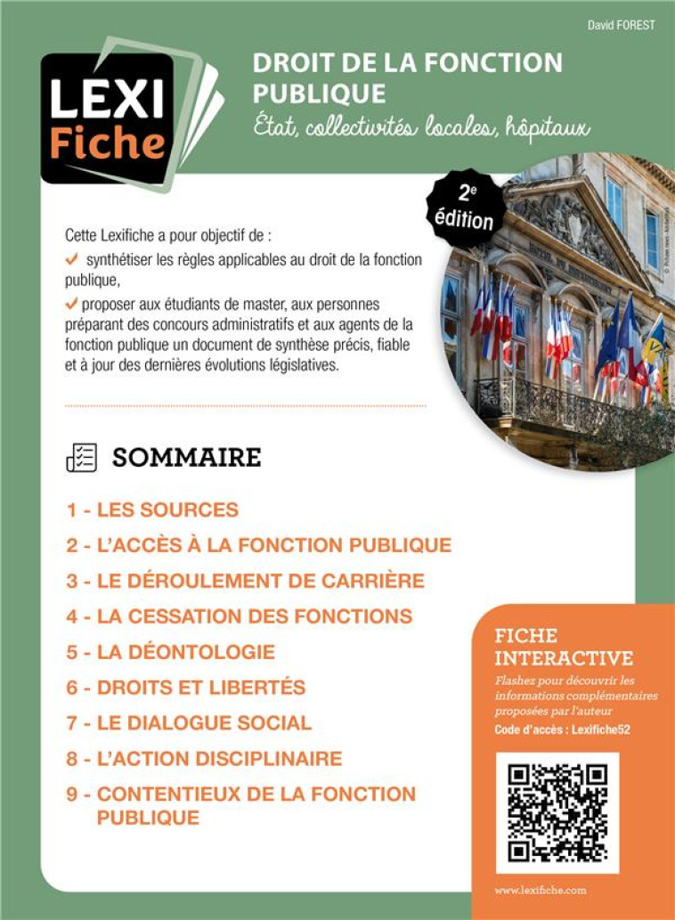 DROIT DE LA FONCTION PUBLIQUE : ÉTATS, COLLECTIVITES LOCALES, HOPITAUX - FOREST DAVID - ENRICK