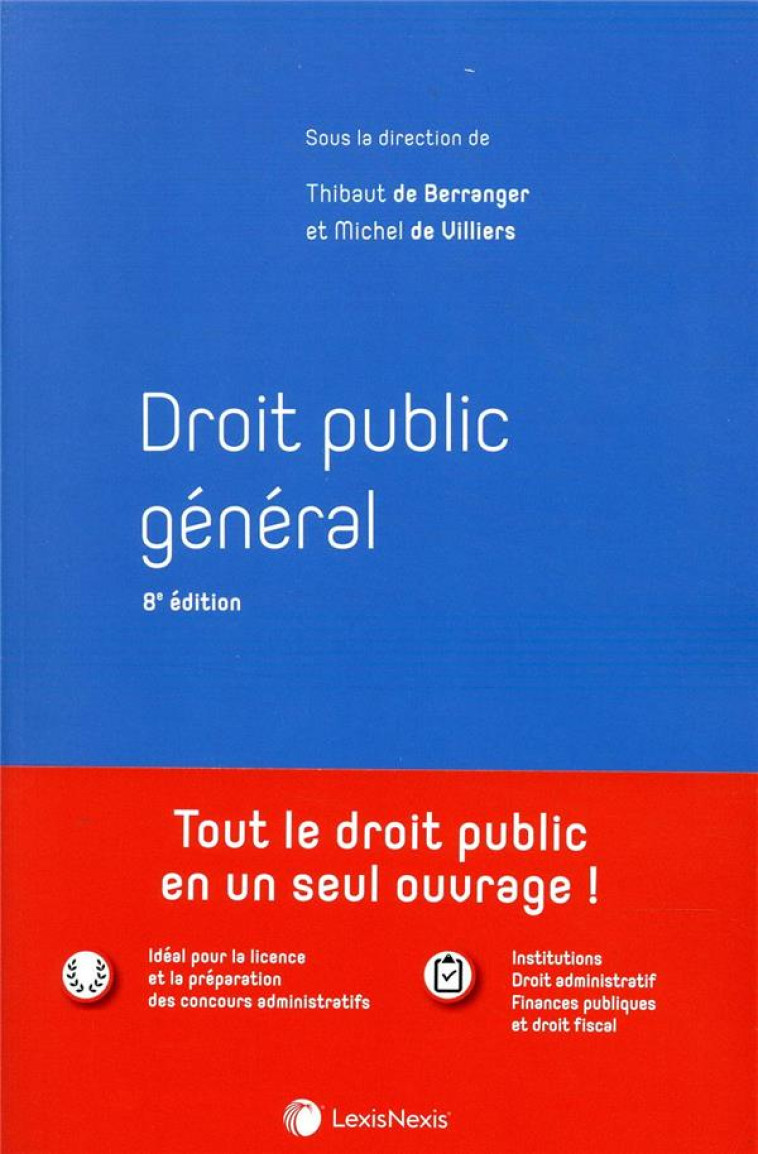 DROIT PUBLIC GENERAL (8E EDITION) - DE VILLIERS - Lexis Nexis/Litec