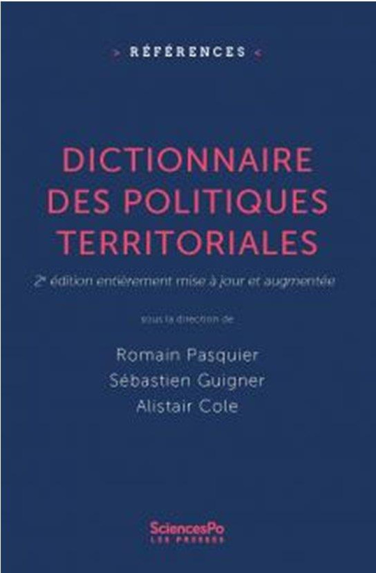 DICTIONNAIRE DES POLITIQUES TERRITORIALES - PASQUIER/GUIGNER - SCIENCES PO