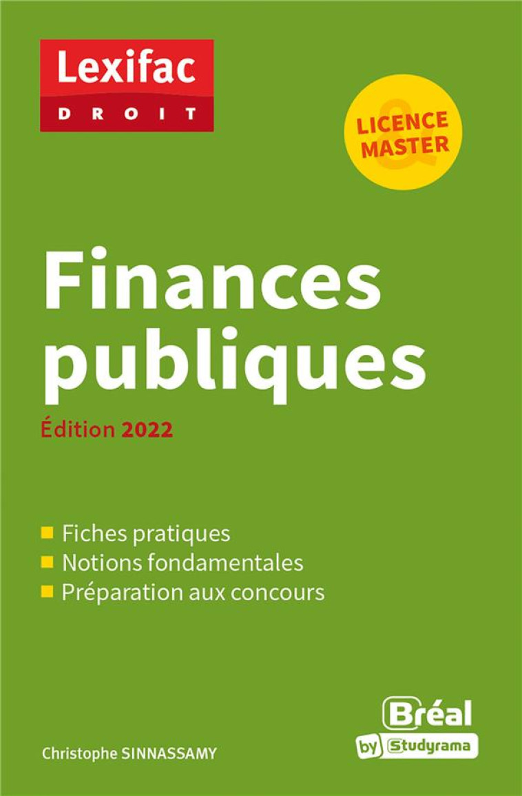 FINANCES PUBLIQUES (EDITION 2022) - SINNASSAMY C. - BREAL