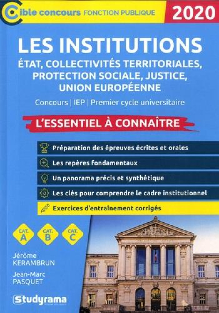 LES INSTITUTIONS ETAT, COLLECTIVITES TERRITORIALES, PROTECTION SOCIALE (EDITION 2020) - KERAMBRUN JEROME - STUDYRAMA