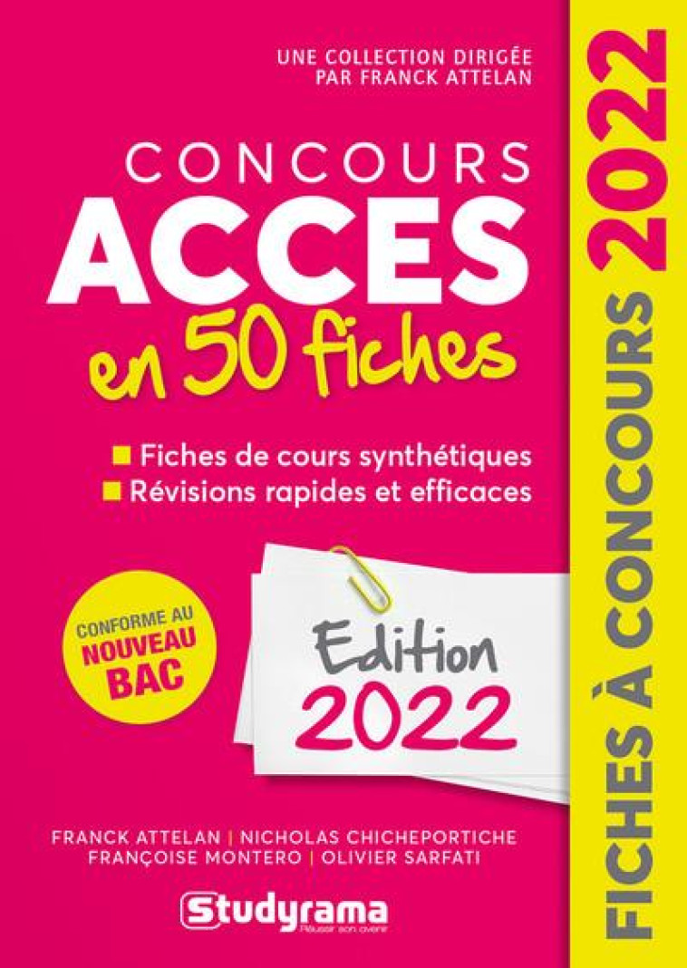 CONCOURS ACCES EN 50 FICHES (EDITION 2022) - COLLECTIF - STUDYRAMA