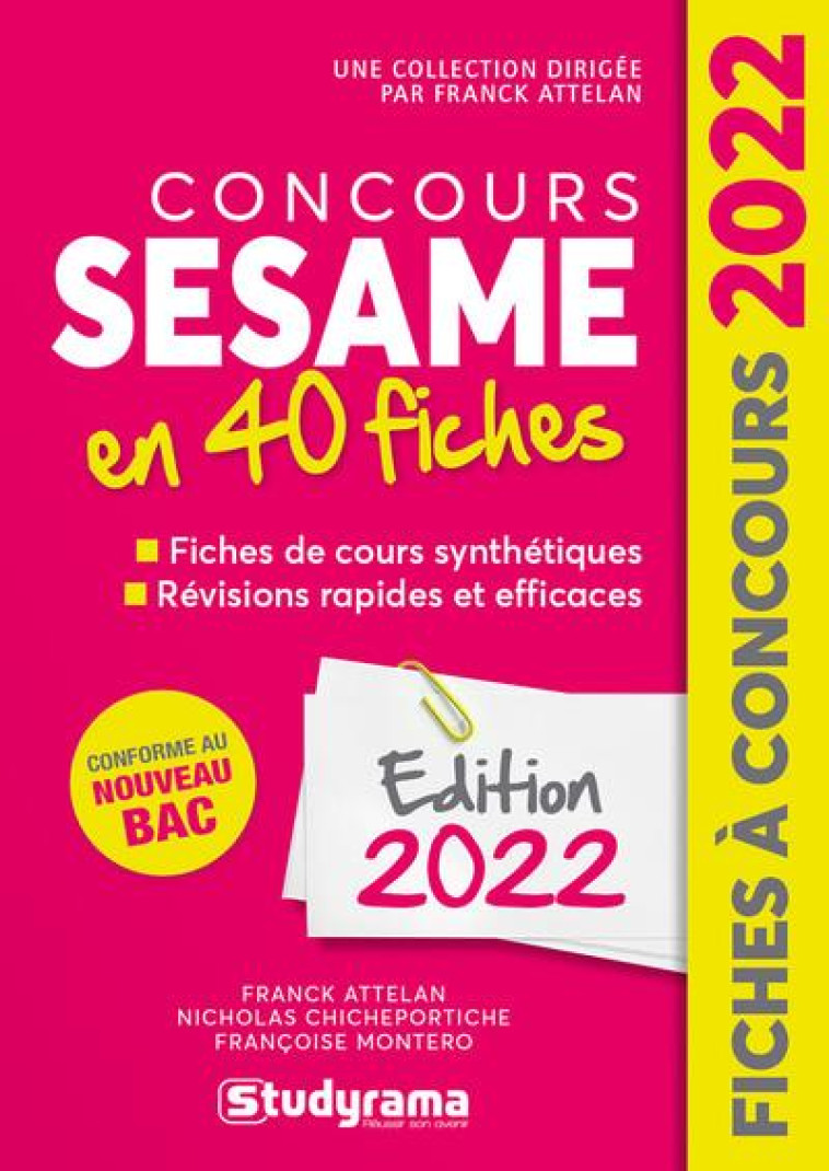 CONCOURS SESAME EN 40 FICHES (EDITION 2022) - COLLECTIF - STUDYRAMA