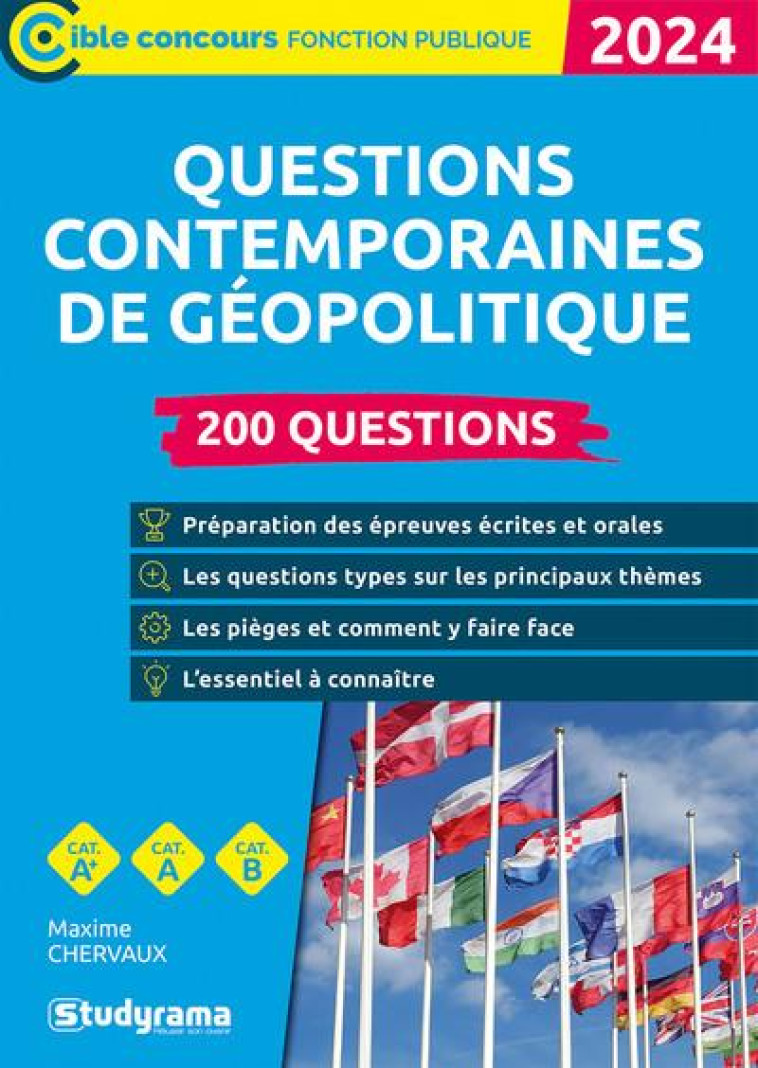 QUESTIONS CONTEMPORAINES DE GEOPOLITIQUE : 200 QUESTIONS (EDITION 2024) - CHERVAUX MAXIME - STUDYRAMA