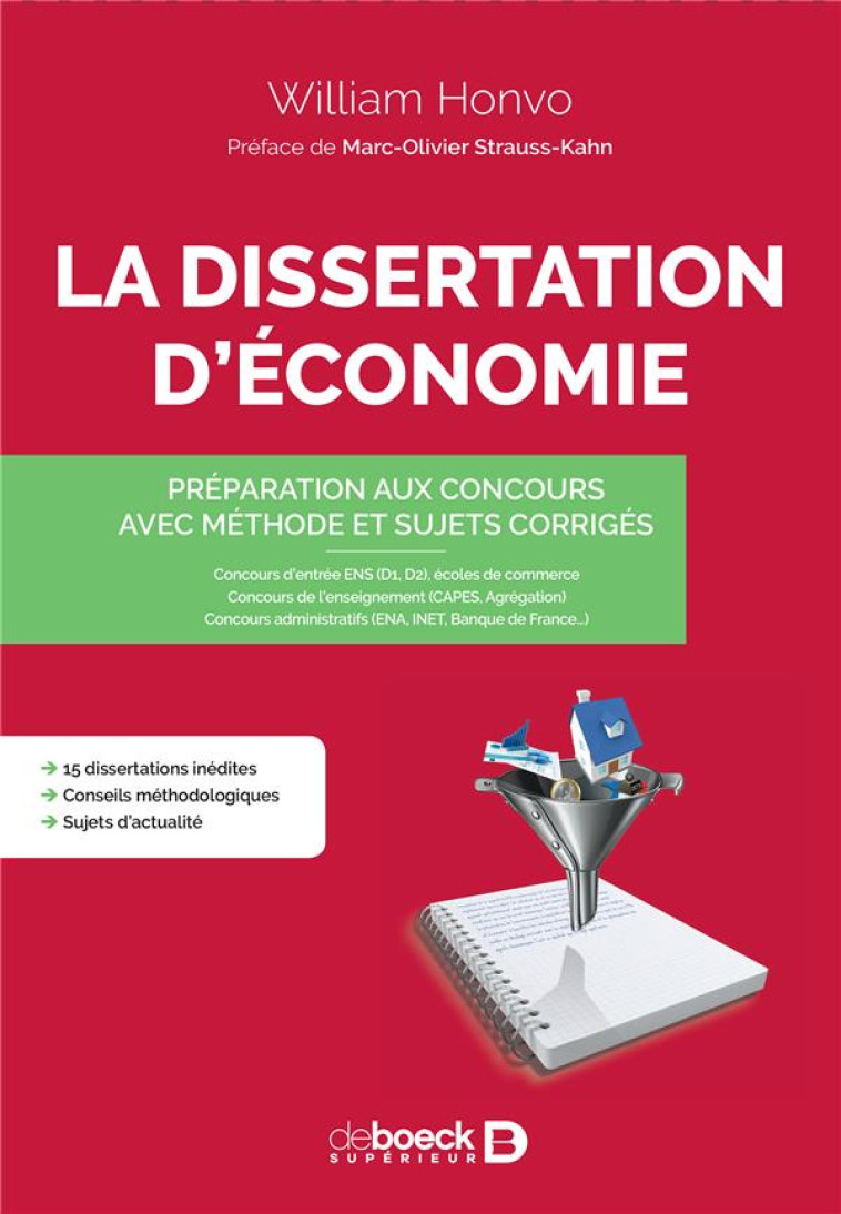 LA DISSERTATION D'ECONOMIE - HONVO/STRAUSS-KAHN - DE BOECK SUP