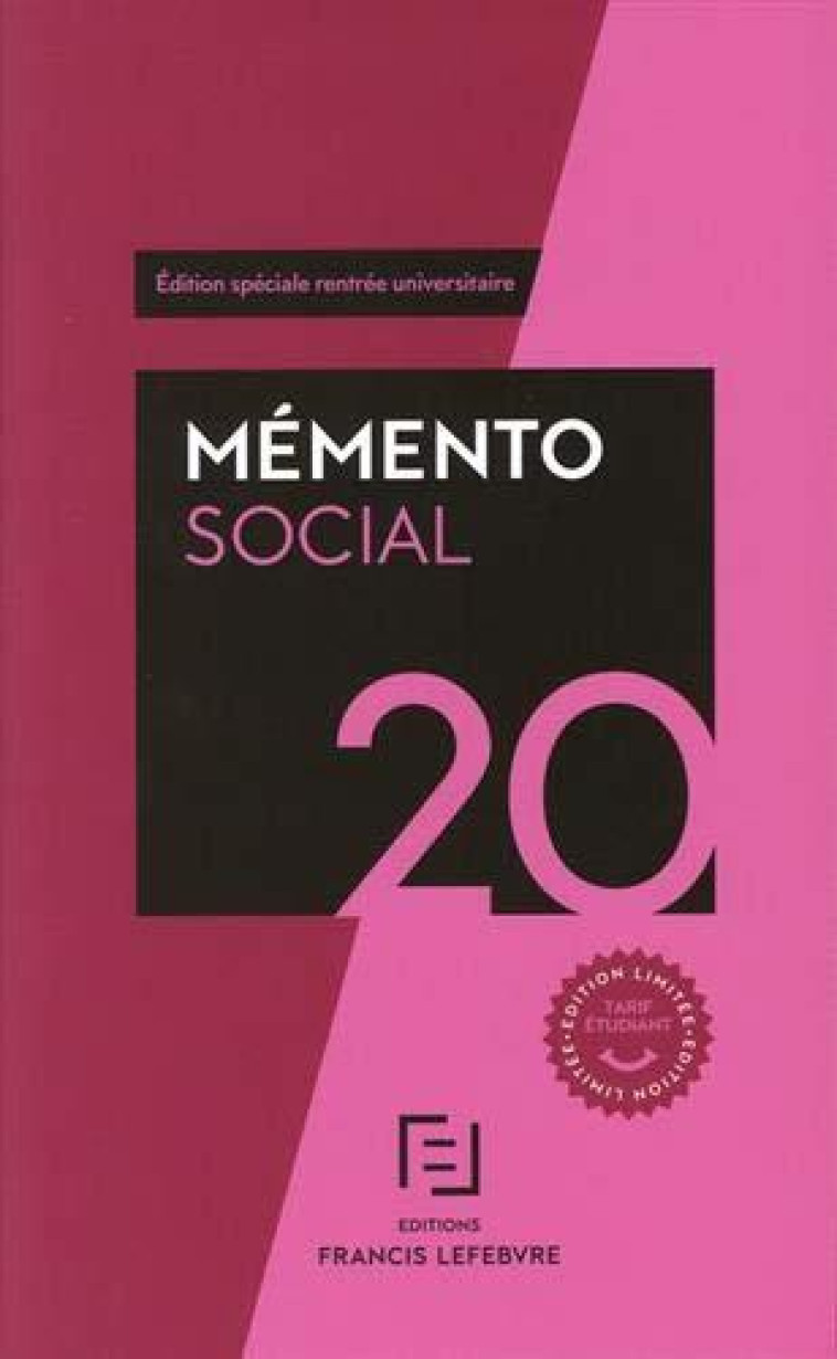 MEMENTO SOCIAL ETUDIANTS (EDITION 2020) - XXX - LEFEBVRE