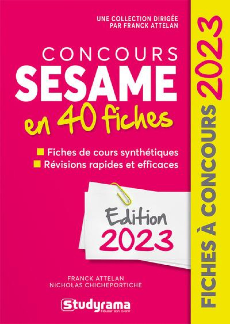 CONCOURS SESAME EN 40 FICHES (EDITION 2023) - ATTELAN FRANCK - STUDYRAMA