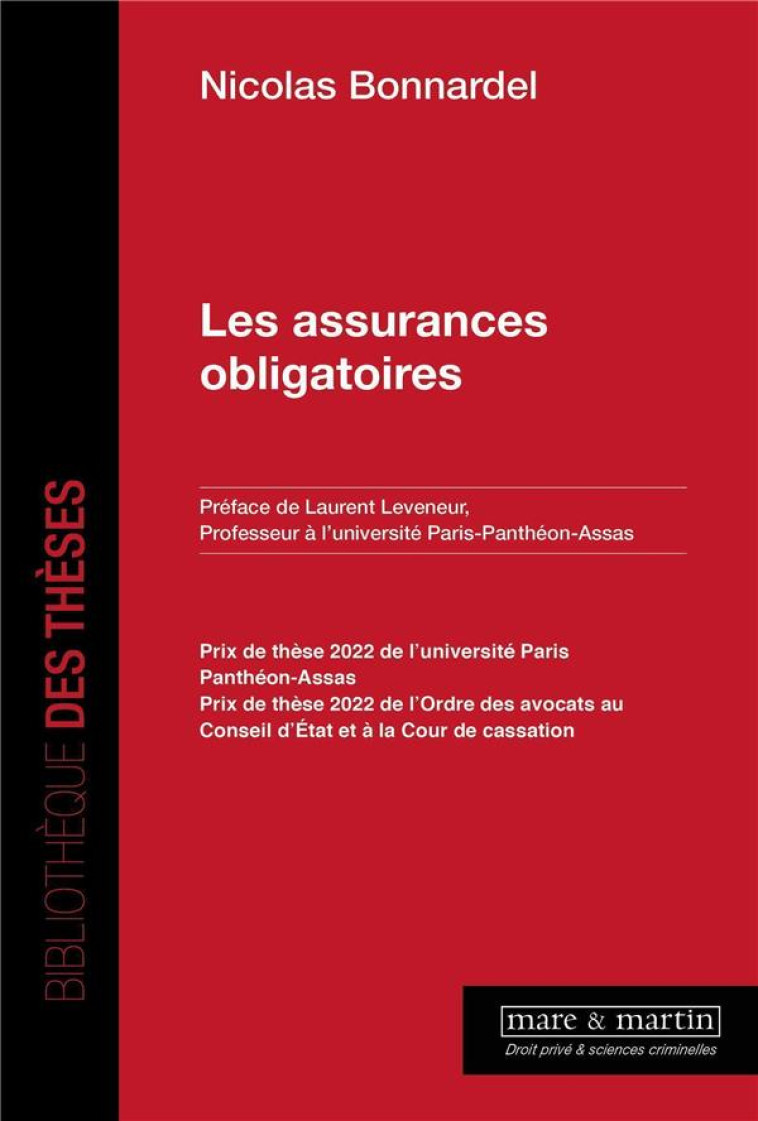 LES ASSURANCES OBLIGATOIRES - BONNARDEL NICOLAS - MARE MARTIN