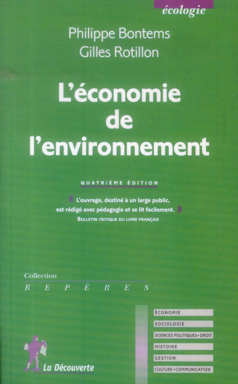 L'ECONOMIE DE L'ENVIRONNEMENT - BONTEMS/ROTILLON - La Découverte