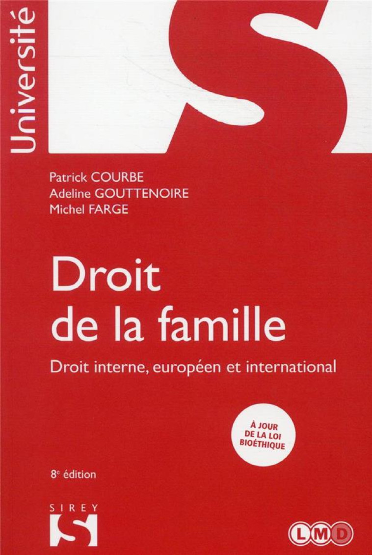 DROIT DE LA FAMILLE (8E EDITION) - COURBE/GOUTTENOIRE - DALLOZ