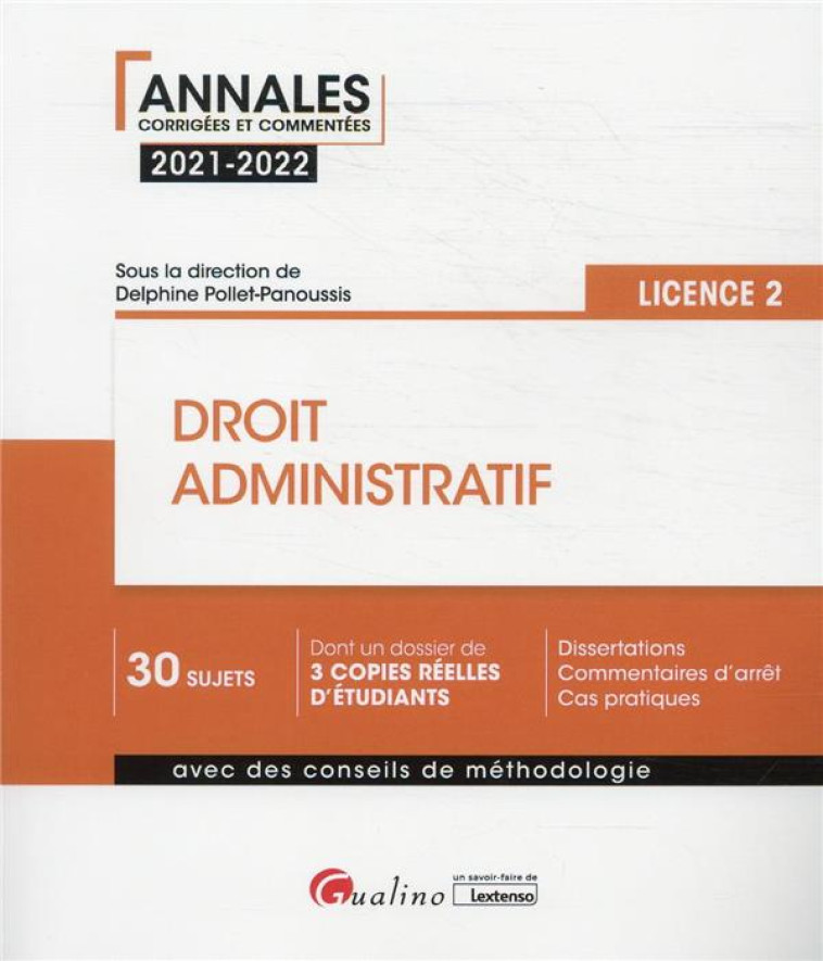 DROIT ADMINISTRATIF : LICENCE 2 (5E EDITION) - POLLET-PANOUSSIS D. - GUALINO