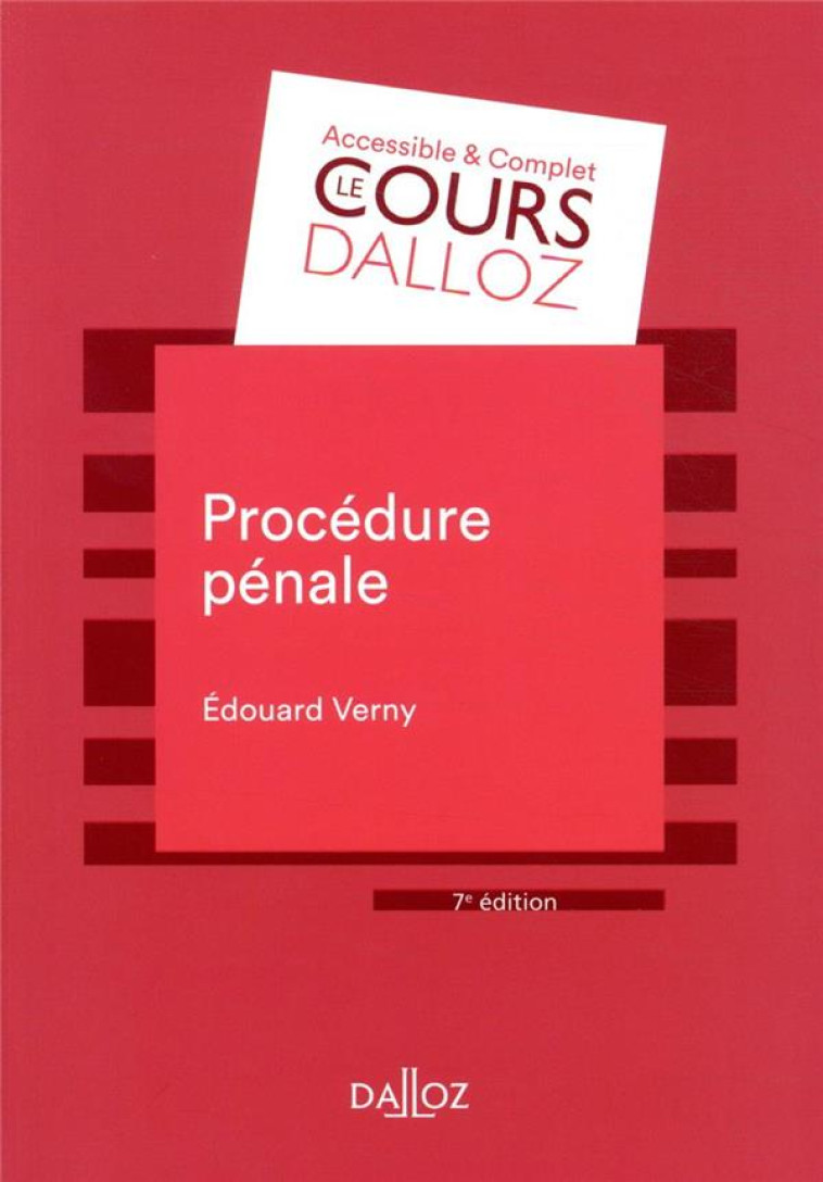 PROCEDURE PENALE - VERNY EDOUARD - DALLOZ