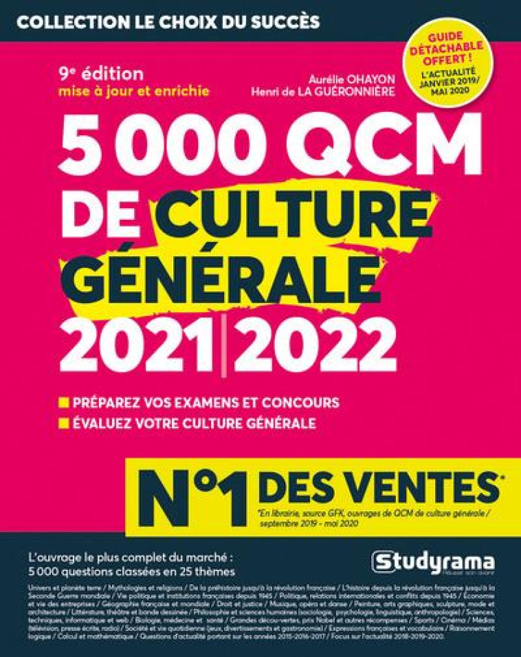 5000 QCM DE CULTURE GENERALE (EDITION 2021/2022) - OHAYON - STUDYRAMA