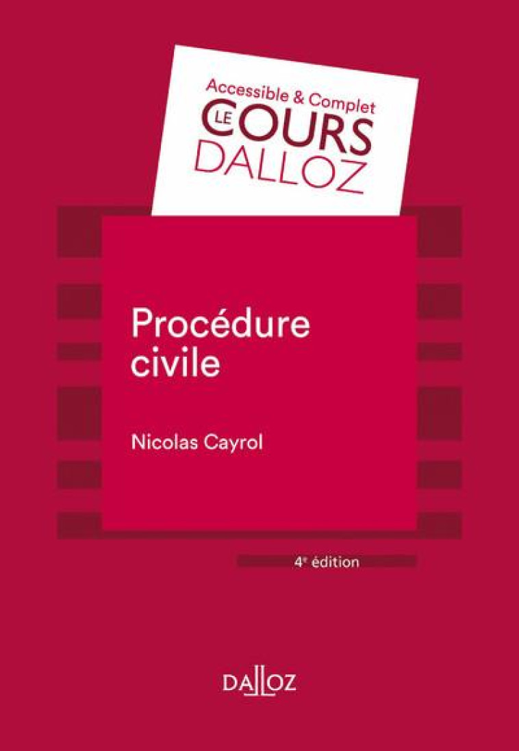 PROCEDURE CIVILE (4E EDITION) - CAYROL NICOLAS - DALLOZ