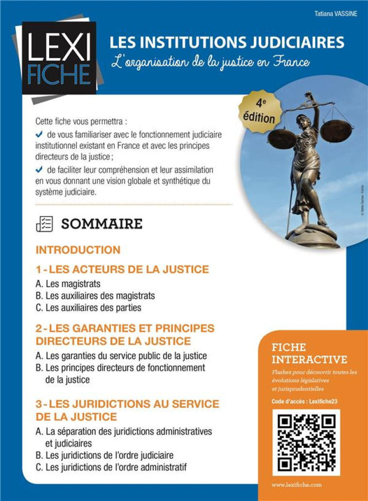 LES INSTITUTIONS JUDICIAIRES - L'ORGANISATION DE LA JUSTICE EN FRANCE - VASSINE TATIANA - ENRICK